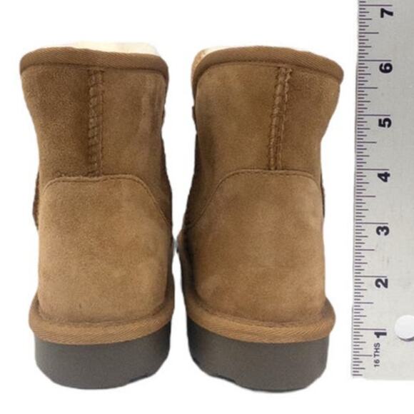 Sheepskin Wool Shearling Lined Short Winter Boots Chestnut Brown Women's Size 7 - Picture 3 of 4